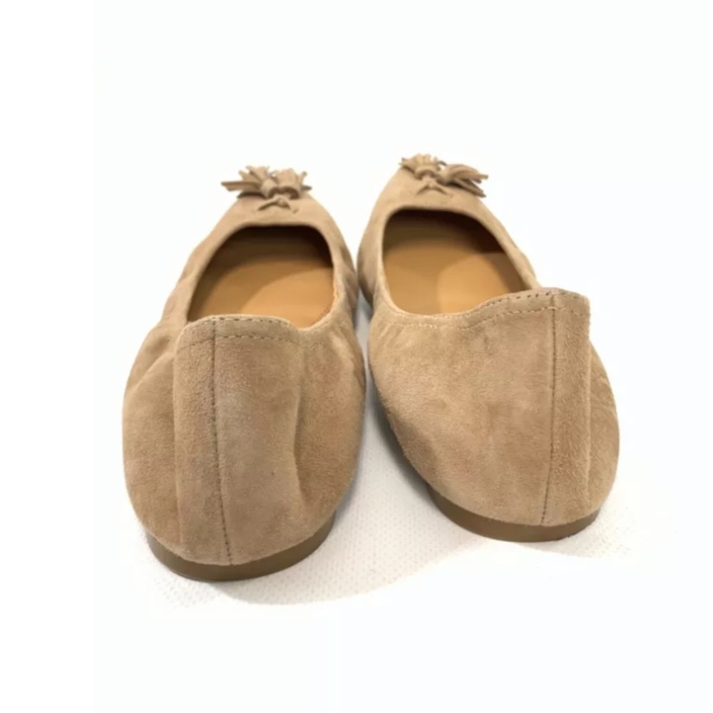 New J Crew Lottie Beige Suede Tassel Stretch Flats - Picture 5 of 8